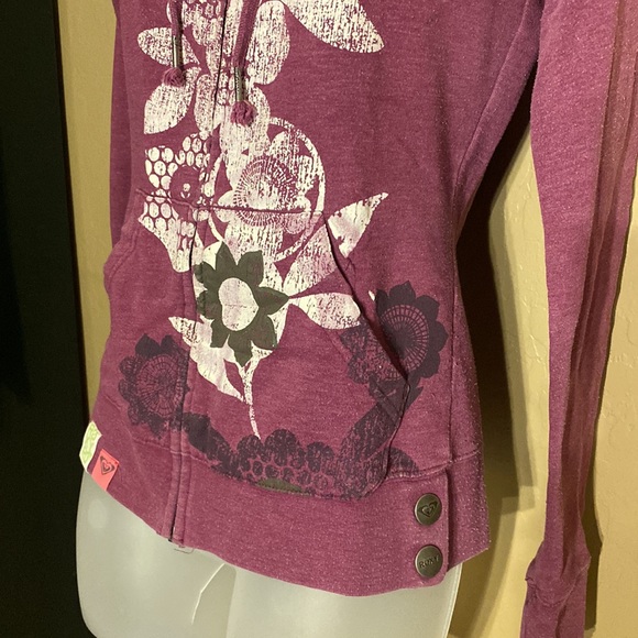 ROXY Medium FULL ZIP HOODIE snap hem Roxy tags polka-dot lined hoodie - Picture 7 of 14